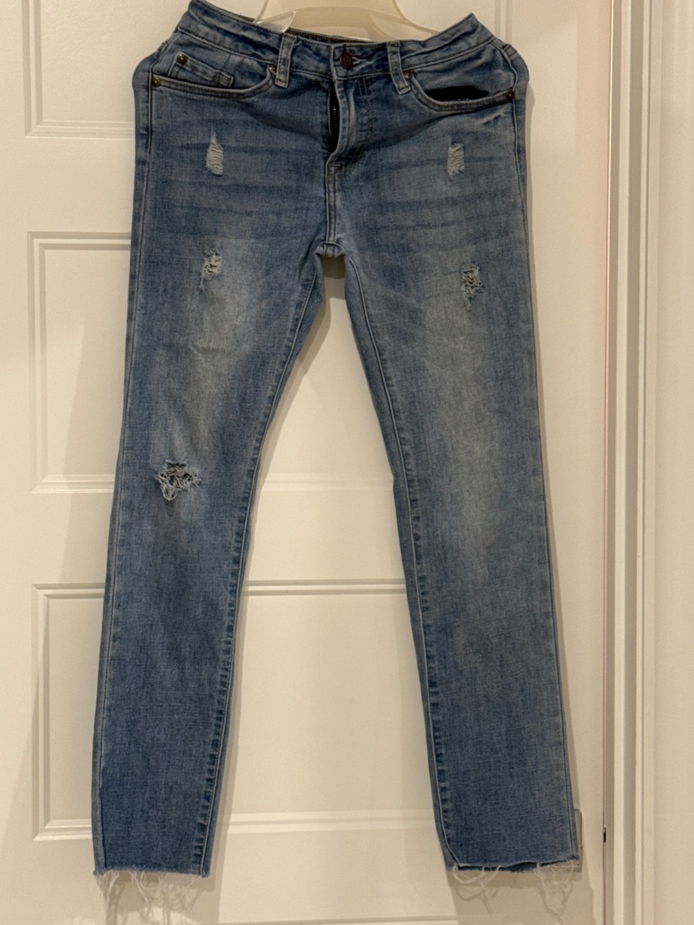 Slim Fit Light Blue Girls Distressed Jeans